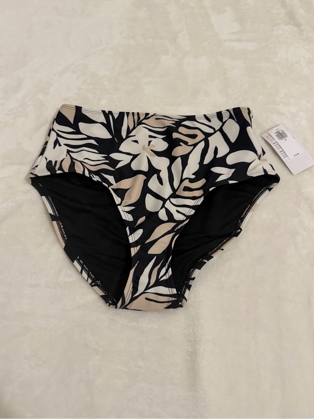 Old Navy Size Medium High-Waist Floral Leaf Print Bottoms. Black & Beige. NEW!